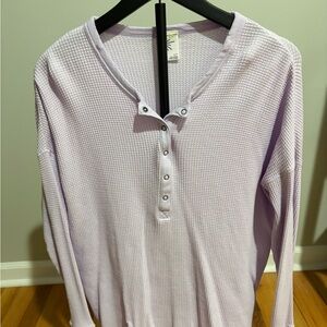 Lilac Waffle Knit Long Sleeve Henley